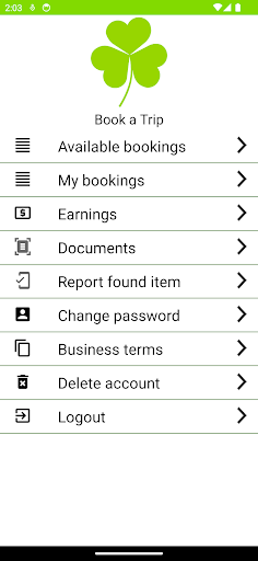 Book a Trip Driver Screen 2