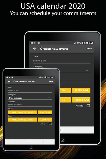 Usa calendar 2020 with holidays