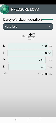 Android application Pressure Loss screenshort