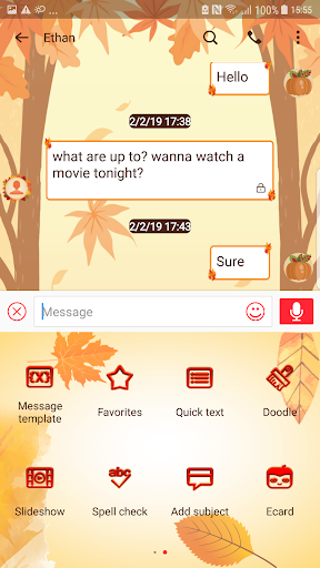 Screenshot of Next SMS Thanks giving skin 21