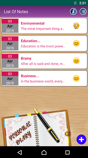 Diary with PIN Password Lock Screenshot 3 - AppWisp.com
