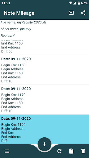 Note Mileage Screen 3