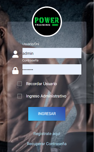 Android application Power Training screenshort