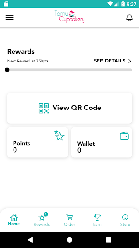 Android application Tamu Cupcakery Rewards screenshort