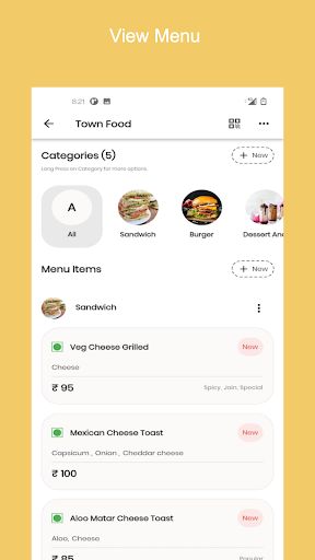 Android application Restaurant Menu Maker screenshort