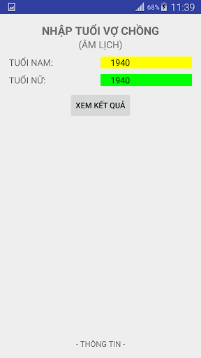 Android application Xem Tuổi Vợ Chồng screenshort