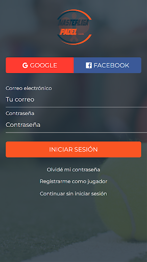Android application Masterliga Pádel screenshort
