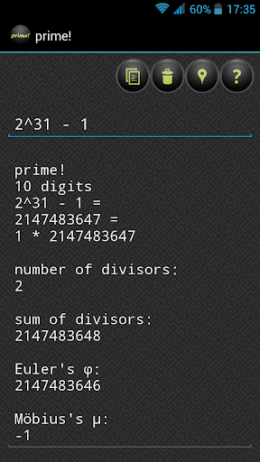 Android application prime! screenshort