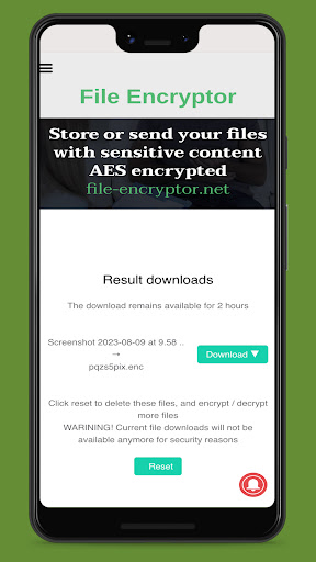 Android application File encryptor screenshort