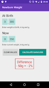 Newborn Baby Weight Loss / Weight Gain Calculator 2