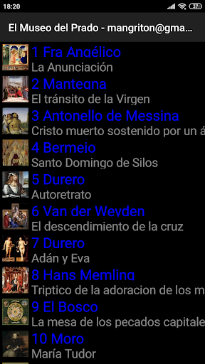 Android application El Museo Nacional del Prado screenshort