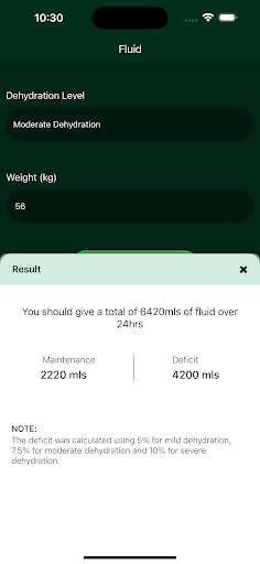 Fluid-Electrolyte Calculator Screen 2