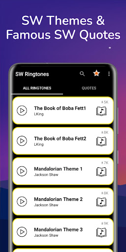 Android application SW Ringtones screenshort
