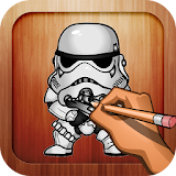 Draw star wars heroes lessons icon