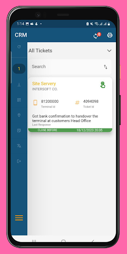 Android application CRM INTERSOFT screenshort