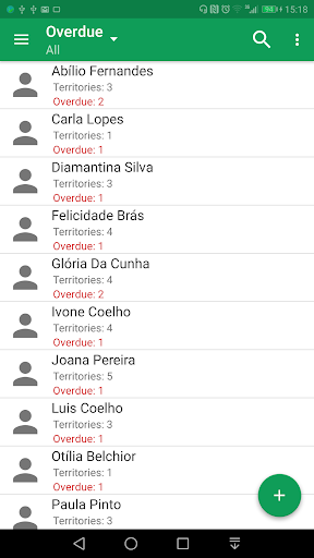 Screenshot of Congregation Territories