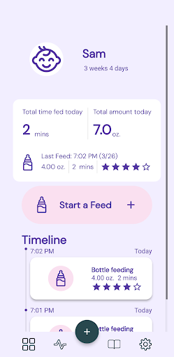 nfant® Thrive Tracker App Screen 3