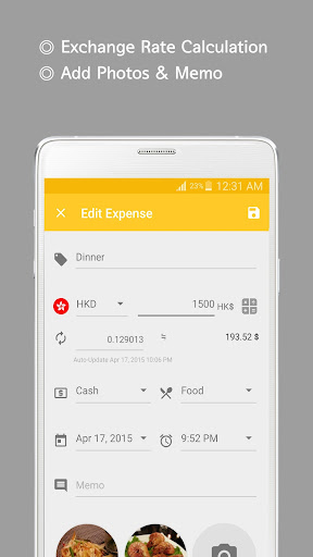 (old)handtrip: travel expenses Screen 3