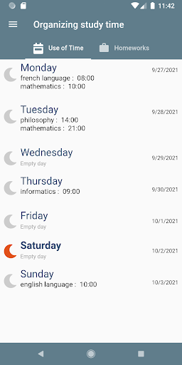 Organizing study time without