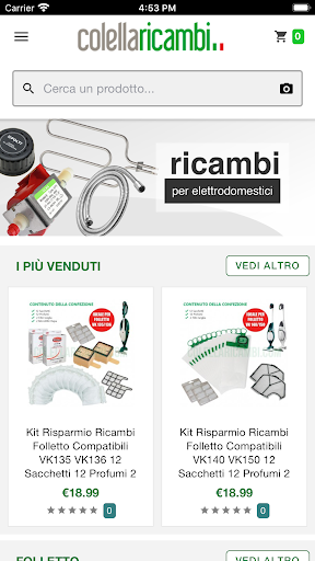 Android application Colella Ricambi screenshort