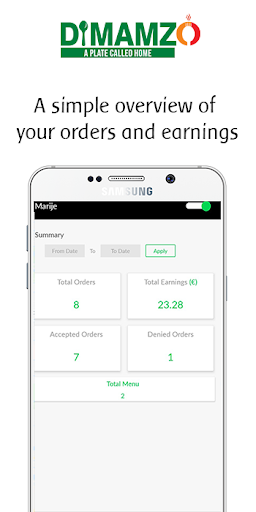 Android application Dimamzo Home-chef screenshort