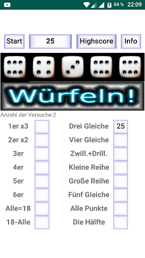 Gleiche 5 Würfel Spiel Screen 3