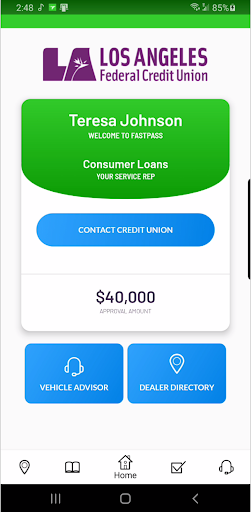 Android application LAFCU FastPass screenshort