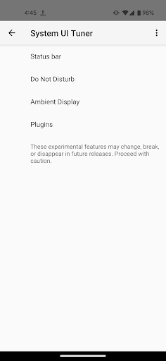 System UI Tuner Screen 2