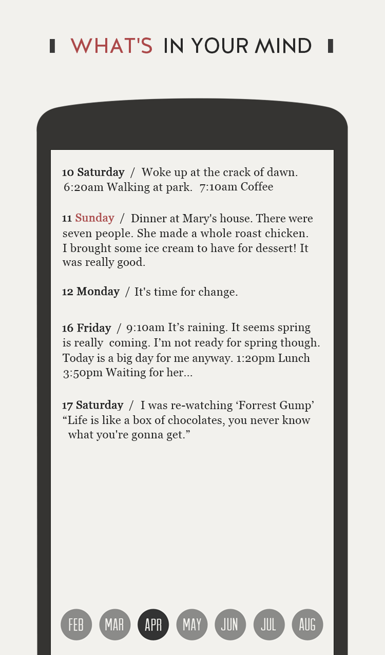 Android application DayGram - One line a day Diary screenshort