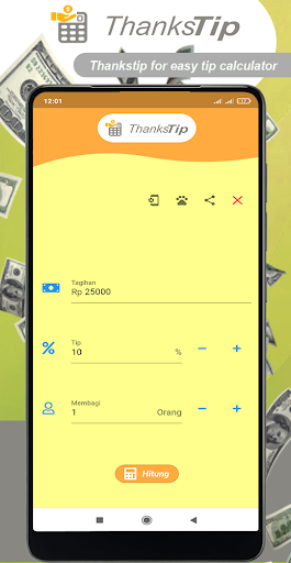 Android application Thankstip Tip Calculator screenshort
