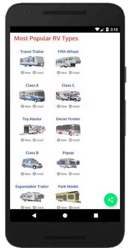 Android application RV list Nw & Used RV screenshort