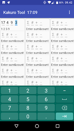 Kakuro Tool Screen 3