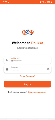 Android application Dhukka screenshort