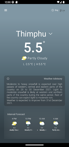 Android application Bhutan Weather screenshort