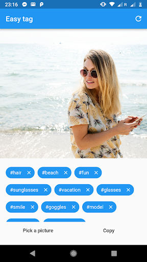 Android application Easy tag - Autogenerate hashta screenshort