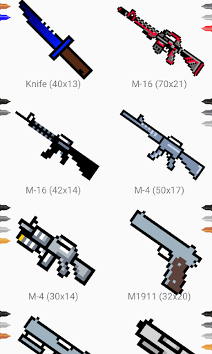 Android application How to draw pixel weapons screenshort