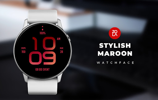 Android application Stylish Maroon Watch Face screenshort