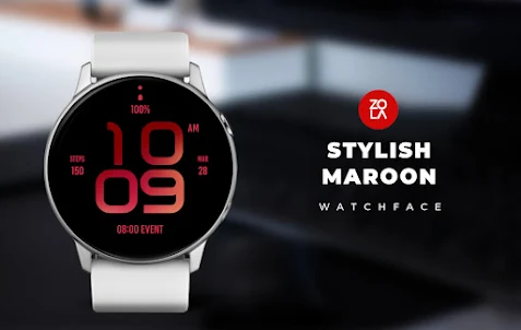Stylish Maroon Watch Face