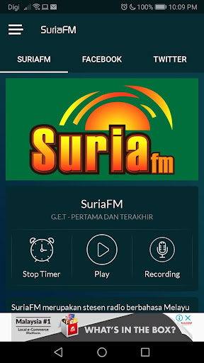Android application Radio SuriaFM screenshort