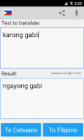screenshot of Filipino Cebuano Translator