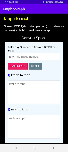 Android application Kmph to mph (Speed Converter) screenshort