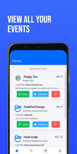 Android application Clubfinity screenshort