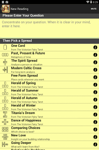 Screenshot of Victorian Fairy Tarot