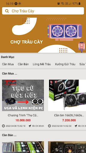 Android application Cho Trau Cay - mua bán Mining screenshort