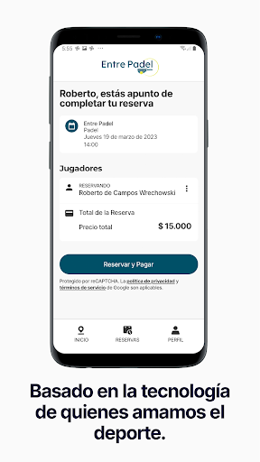 Android application EntrePadel screenshort