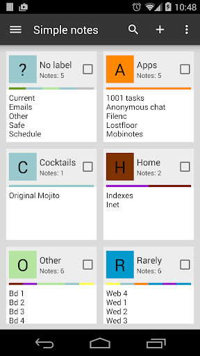 Android application MobiNotes screenshort