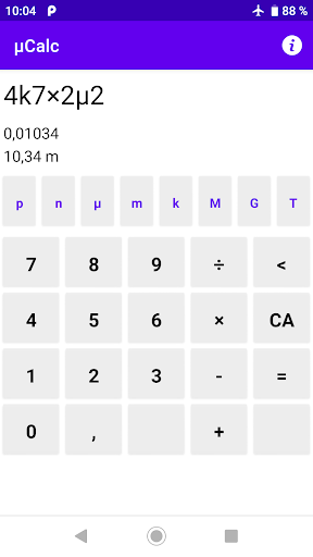 Android application Micro Calc (µCalc) screenshort