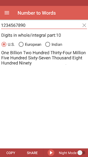 Number to Words Converter Screen 2