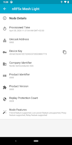Screenshot of nRF Mesh