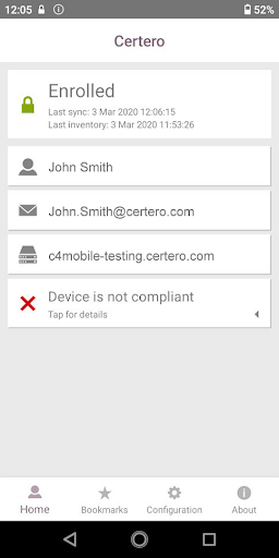 Android application Certero for Mobile screenshort